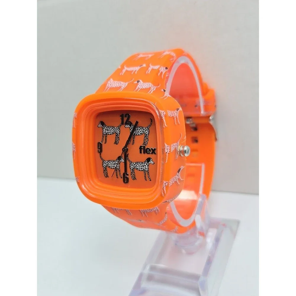 Flex Animal Rescue 2 Dog Dayz Orange Dalmatian Silicone Quartz Watch New Battery